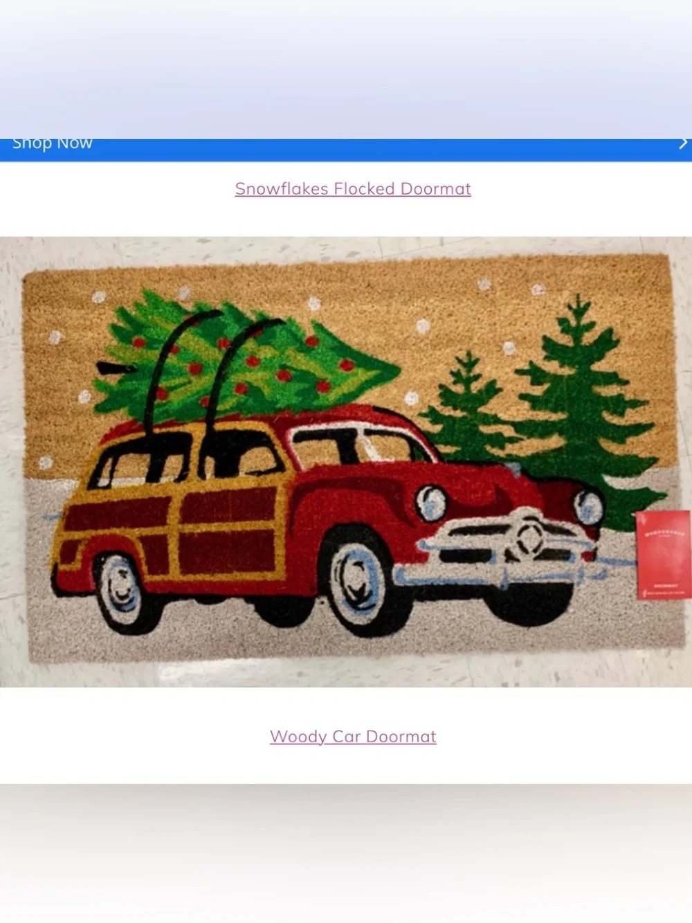Wondershop Holiday Red Vintage Wagon Doormat with Evergreen Tree